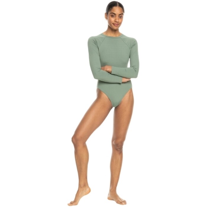 2024 Roxy Frauen Pro The Overhead Long Sleeve One Piece Swimsuit ERJWR03752 - Agave Green